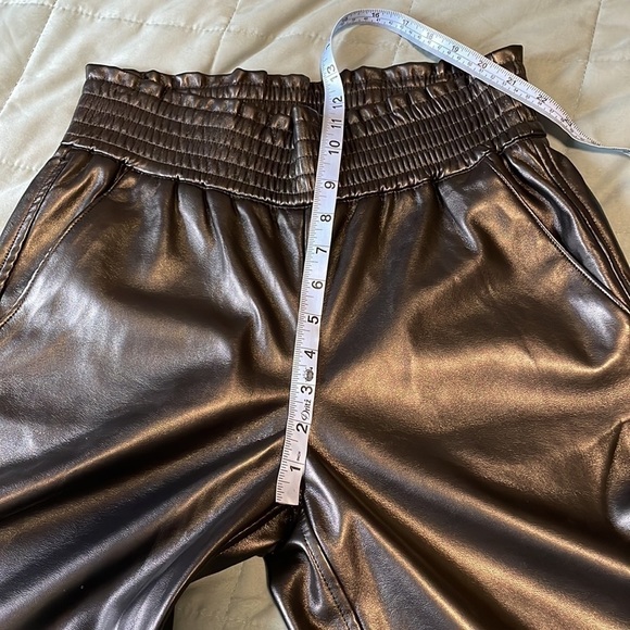 Edgy Joie Vegan Leather Pants Black SM PU Straight Paper Bag Contemporary Chic - Picture 16 of 16